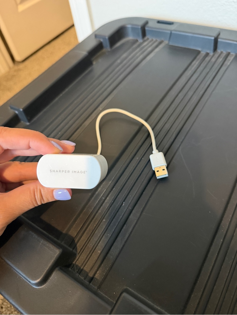Sharper Image White USB Power Adapter with Short Cable